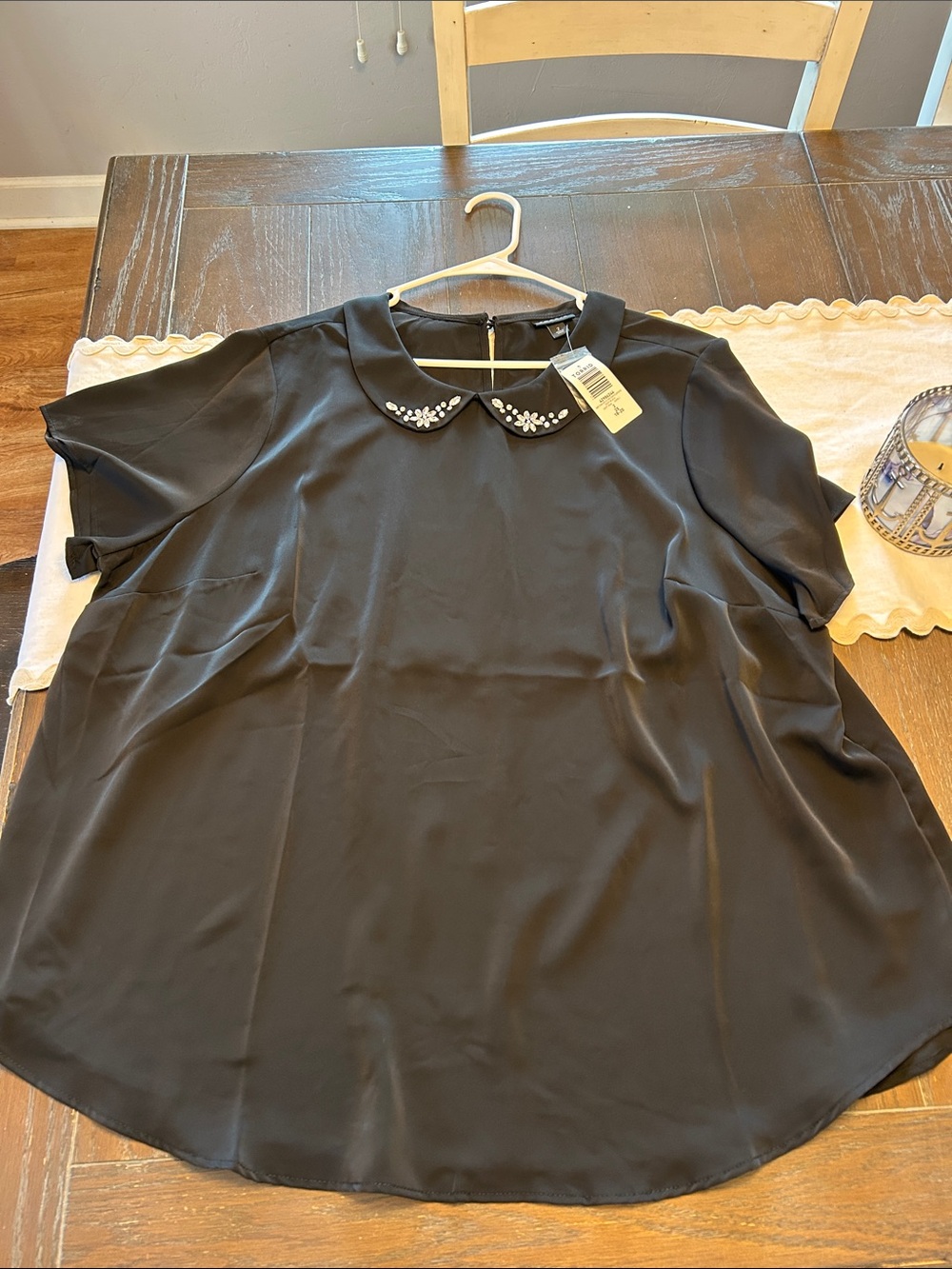 torrid Black Jeweled Peter Pan Collar Blouse - Women